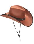 MISSHASHTAG® Men’s Women’s Western Cowboy Hat, Adult Texan Cowgirl Gunslinger Cap Fancy Dress Party Accessory (Brown (Studded), One Size)