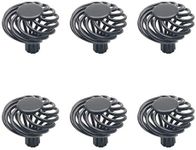 Susenya Nest Twist Cupboard Dresser Drawer Knob,6-Pack, Birdcage Knobs Iron Black 1.3x1.5(DxH) Hollow Shape Drawer Knobs Retro Design Bird Cage Cabinet Knob