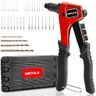 WETOLS Pop Rivet Gun Kit with 200 Blind Rivets, Upgraded Manual Single Hand Riveter with 4 Tool-Free Interchangeable Rivet Heads and 4 Drill Bits, Pop Rivet Tool Kit with Sturdy BMC Carrying Case