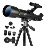 Cezo 70TZ Telescope for Adults High Powered, 70mm Aperture 400mm Portable Professional Refractor Telescopes (20x-200x) for Kids & Astronomy with 43 Inch Tripod Stand, Phone Adapter, & Moon Filter