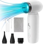 FIHECAL Electric Air Duster, Handheld Mini Jet Fan Built-in 4500mAh Battery, 80000RPM Stepless Speed Jet Dry Blower for Car, Camping Inflation, Outdoor Fire Bellow and Quick Cooling Down-White