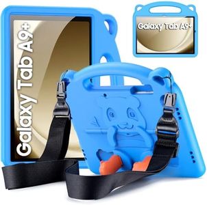 DUZZONA Custodia Cover per Samsung Galaxy Tab A9+ / A9 Plus 11 Pollice 2023 (SM-X210/X215/X216), Leggera Antiurto per Bambini con Cavalletto e Spallacci per Galaxy Tab A9 Plus, Blu