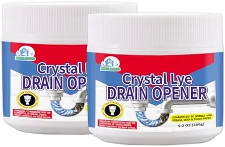 BELL BIRDCrystal Lye Drain Opener,Lye Sodium Hydroxide,Unclogs Bathroom and Kitchen Sinks,Drains,Shower Pipes (2PSC)