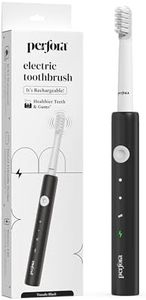 Perfora Rechargeable Electric Toothbrush With 1 Brush Head, 30,000 Vibrations, Super Soft Bristles, 3 Modes, 1 Year Warranty - For Men, Women & Kids, Tuxedo Black