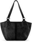 The Sak Womens Bolinas Leather Satchel, Black Leaf Embossed, One Size US