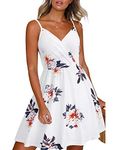 Newshows Women's Summer Dress Floral Spaghetti Strap Sleeveless V-Neck Casual Swing Sundress with Pockets(Floral 07,Medium)