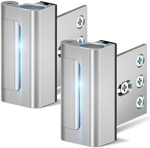 2Pack Home Security Door Reinforcement Lock with Screws, Child Safety Door Locks for Front Door, Withstand 800 lbs Top Flip Door Latch Lock for Inward Swinging Door, Silver