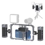 ULANZI Universal Phone Video Rig Kit with Handles, Aluminum Handheld Stabilizer Phone Video Filmmaking Grip for Video Maker Videographer with Cold Shoe for iPhone 16 15 14 13 Mini Pro Max 8 Plus