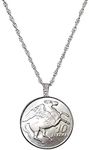 American Coin Treasures Greek Pegasus Coin Pendant Necklace | 24 inch Rope Chain, Lobster Claw Clasp | 10 Drachma Coin from Greece, Metal