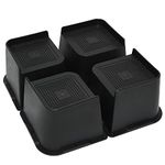 MIIX HOOM 4 Inches Bed Risers Heavy Duty Plastic with 4.3 Inch Width L-shaped Top Opening for Raising Furniture Table, Desk, Sofa, Couch Legs Feets, Large Furniture Riser, Black, Set of 4 (4 Packs)