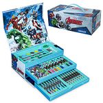 Marvel Art Supplies for Kids Art Set Avengers Painting Colouring Sets for Children Crayons Paints Markers Iron Man Captain America Hulk Art Case (Multicolor Avengers)