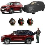 CARBLAZER Portable & Semi-Automatic Full Body Car Covers - Heavy Duty Device | 100% Dust Proof | UV Safe | 70% Water Resistant | Anti-Theft & Scratch Proof Cover, Compatible for Kia Sonet (Black)