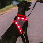 ChalkLit Light Up Dog Harness, Reflective Led Dog Harness Glow-in-The-Dark for Night Walking, USB Rechargeable Lighted Dog Safety Vest for Medium Dogs (Pink, Large)