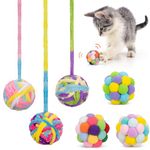 Retro Shaw Cat Toys Ball,6Pcs Woolen Cat Yarn Ball with Bell Inside,Interactive Teaser Wand Ball Toy for Indoor Kitten Cat,Safe Teeth Cleaning Cat Chew Toy,Cute & Funny Cat Ball Toy Fit for All Breed