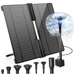 AMZtime 20W DIY Solar Powered Water Fountain Folding Solar Panel with Adjustable Stand Pond Fountain with 6 Styles Solar Pump for The Garden, DIY Water Features