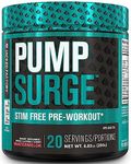 Pumpsurge Caffeine Free Preworkout for Men & Women - Stim Free Pre Workout Powder, Nitric Oxide Pump Pre Workout, & Nootropic Supplement - Intense Pumps, Laser Focus - 20 Servings, Watermelon