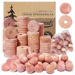 Sharkwoods Cedar Blocks for Clothes Storage 150 Pcs, 90 Cedar Rings & 60 Cedar Balls 100% Natural Aromatic Cedar Accessories for Closets & Drawers (150Pack-Rings & Balls)