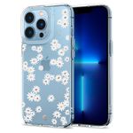 Spigen Cyrill Cecile | iPhone 13 Pro Case | Transparent Flower Pattern Print Design iPhone 13 Pro Back Cover | TPU+Poly Carbonate - White Daisy