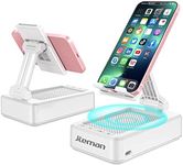 JTEMAN Portable Phone Stand with Speaker Bluetooth Wireless,Gifts for Men Women,Birthday for Women Men,Kitchen Gadgets for Men,Phone Holder for Desk - White