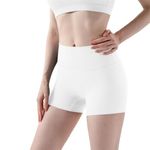 4How Women's Sports Workout Short High Waist Yoga Gym Shorts Black Hot Pants Running Cycling Shorts Yoga Pants White M