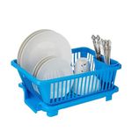 Sulfar 3-in-1 Compact Kitchen Organizer | Combines Dish Rack, Drainer, and Washing Basket | Space-Saving Design, Ideal for Small Kitchens | Bright Blue