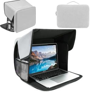 NXYQEH Laptop Sun Shade, Fits 13-16 inch Laptop, 4-in-1 Screen Privacy Cover – Sun, Anti-Glare, Heat & Contrast Protection,Freestanding with Pocket,Fits Working Outside,Travel, Beach
