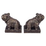 Design Toscano British Decor Bulldog Mascot Bookend Statues, 15 cm, Set of Two, Polyresin, Bronze Finish