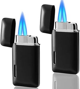 Futlidys 2 Pack Mini Torch Lighter Butane Refillable, Double Flame Butane Lighter with Visible Window, Adjustable Jet Lighter, Great Gifts for Men and Women, Without Gas (Black)
