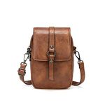 myfriday Women Vintage Crossbody Phone Bag Small Messenger Bag Shoulder Bag Handbag Wallet Purse 2 Main Pockets with Earphone Hole