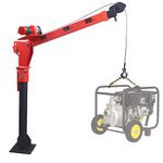 RUGCEL WINCH 1100lb Folding Truck-Mounted Crane, with Electric Winch 3500 lb 12V, Painted Steel 1100 lb Pickup Truck Jib Cranes 360 Swivel