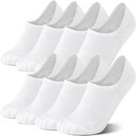 CS CELERSPORT 8 Pairs No Show Socks Womens and Mens Athletic Cushioned Ankle Low Cut Invisible Non Slip Socks White,Large