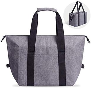 Reusable Insulated Shopping Cooler Bag with Zipper Top for Grocery, Thick Alumimum Foam Tote Thermal Bag for Frozen Cold Hot Foods Transport, Grey