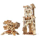 UGEARS Archballista Tower | Educational 3D Mechanical Wooden Puzzles for Kids | Making TOU Gun and STEM Learning DIY Kit for Kids | Antique Gun and Ancient Toy Weapons Kit for Adults and Teens