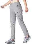 TBMPOY Women's Hiking Cargo Pants Quick Dry Breathable Camping Fishing Stretch Trousers(Light Gray,CA L)