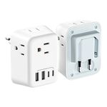 European Travel Plug Adapter, HITRENDS Canada US to Europe Plug Adapter with 4 American Outlets & 2 USB Ports & 2 USB C, 8 in 1 Travel Adapter to Most of Europe Portugal Spain France(Type C) - 1 Pack