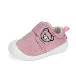 MASOCIO Baby Shoes Boy Girl First Walking Shoes Infant Toddler Anti-Slip Baby Trainer Prewalker Glittery, Pink, 4 UK Child