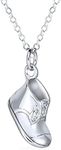 Baby Shoe Bootie Charm Engravable Pendant Necklace for New Mother Women CZ Polished .925 Sterling Silver