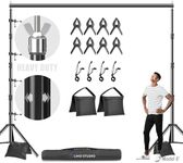 LimoStudio 10' x 10' (W x H) Upgrade New Heavy Duty Backdrop Stands, Background Support System, Metal Cap Tripod, Shock Proof & Anti-Slip Rubber, Complete Accessory, Photo Studio, Events, AGG2862