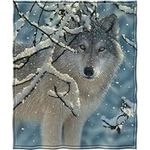 Dawhud Direct Silent Wolf Fleece Blanket for Bed Size 50" x 60", Winter Fleece Throw Blanket for Women, Men and Kids, Super Soft Plush Wolf Blanket, Animal Print Blanket, Kids Fleece Blanket