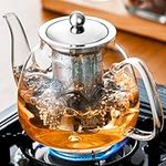 PARACITY Glass Teapots with Infuser 1000 ml, Teapot with Infuser 34 oz, Tea Infuser for Loose Tea, Large Teapot Blooming and Loose Leaf Tea Maker Tea Brewer,Tea Set for Camping, Travel