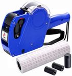 MX5500 Pricing Tag Gun with 5150 pcs White Label Gun Stickers & 3 Extra Inker Rollers, Pricing Label Gun, 8 Digits Retail Pricing Gun and Labels for Grocery Store, Food (Blue)