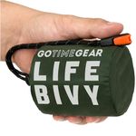 Go Time Gear Life Bivy Emergency Sleeping Bag Thermal Bivy - Use as Emergency Bivy Sack, Survival Sleeping Bag, Mylar Emergency Blanket Green 1 Pack