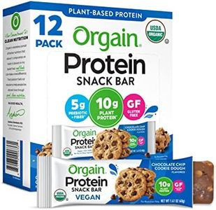 Orgain Organic Vegan Protein Bars, Chocolate Chip Cookie Dough - 10g Plant Based Protein, Low Calorie Healthy Snacks, No Lactose or Soy Ingredients, Gluten Free, Non-GMO - 1.41 Oz (Pack of 12)