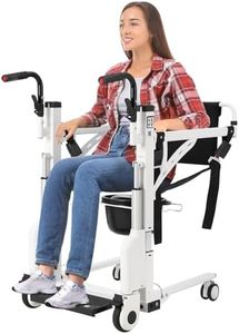 GarveeTech Patient Lift Transfer Chair, Hoyer Lifts for Home Use, Hydraulic Patient Lift Transfer Chair, Bathroom Wheelchair with 180° Split Seat and Potty, Portable Elderly Lift Bedside Commode Chair