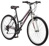 Pacific Mountain Sport Adult Hardtail Mountain Bike, Mens and Womens, 26-Inch Wheels, 18 Speed Twist Shifters, Front Supsension, Steel Frame, Grey