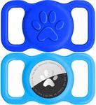 Joytale 2 Pack Airtag Dog Collar Holder, Elastic Silicone Air Tag Holder for Dogs and Cats, Light and Durable Apple Airtag Holder with Slide-On Loop(Royal Blue/Aqua Blue)