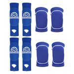 PATIKIL Volleyball Arm Sleeves Knee Pads Set, 4 Pairs Passing Forearm Knee Sleeve with Protection Pads Thumbhole Volleyball Arm Pad for Teenagers Men Women, (5.3-inch/5.1-inch Blue)