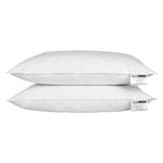 HOMESCAPES - White Duck FEATHER Pillow PAIR - Department Store Quality - Anti Dust Mite - Washable - Medium/Soft Firmness - 100% Cotton Downproof Cover - RDS Certified