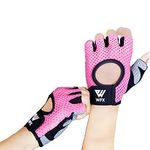 WESTWOOD FOX Weight Lifting Gloves with Wrist Wrap Support,Gym Gloves for Men and Women, Anti Slip, Breathable, Workout Training, Hanging, Pull-Ups, Dumbbell,Cycling (Pink Without Wrist Support, M)