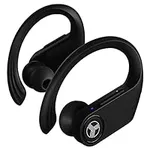 TREBLAB X3-Pro - Wireless Earbuds with Earhooks-45H Playtime, aptX, IPX7 Waterproof Earphones for Running & Workout-Sport Bluetooth Headphones with Charging case-Built-in Microphone- Black (Renewed)